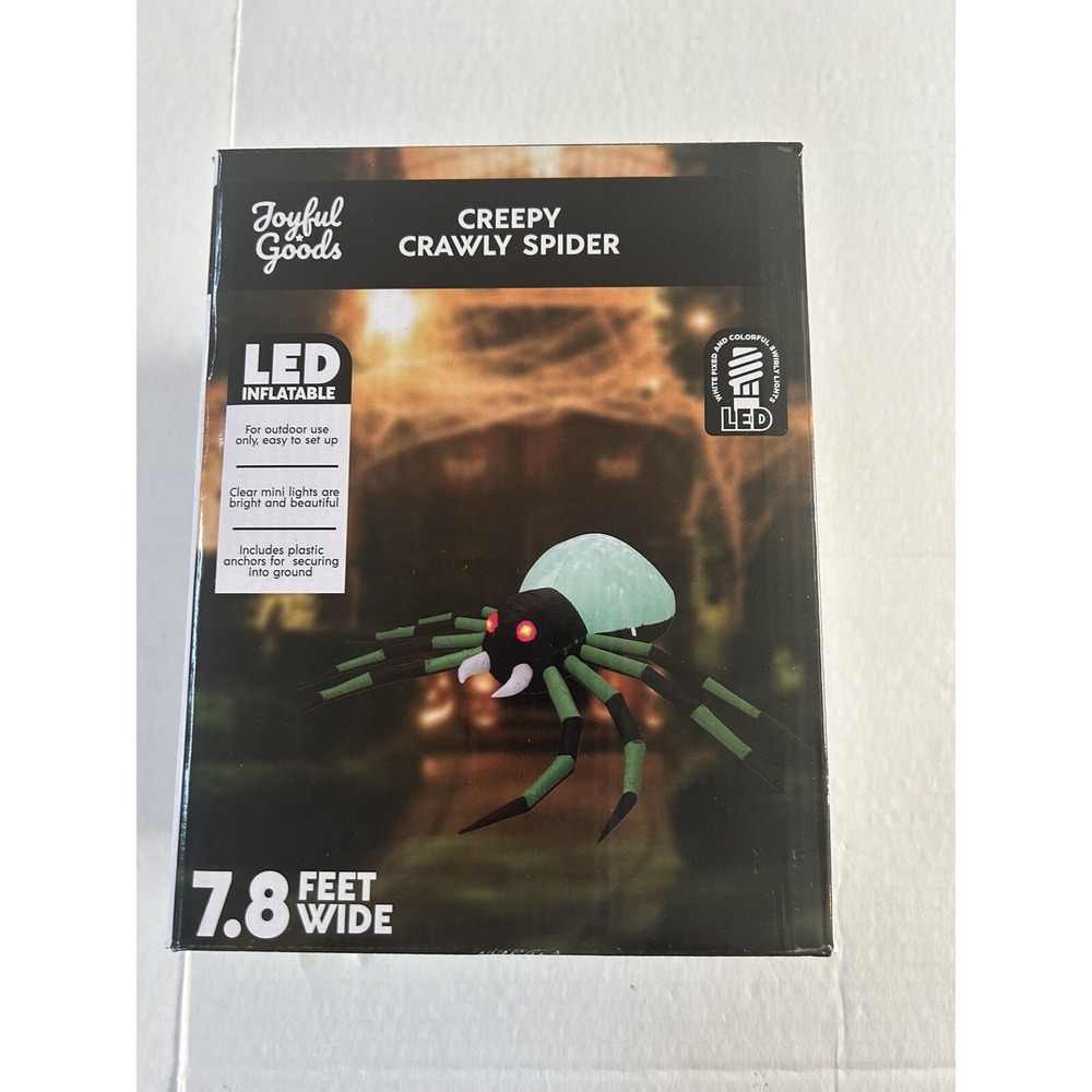 SPIDER HUGE LED INFLATABLE NEW OUTDOOR‎ USE HALLOWEEN 7.8 FEET WIDE JOYFUL GOODS
